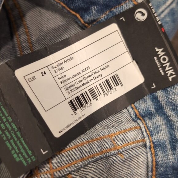 Monki Kimomo Jeans High Waisted Relaxed Slim Ankle Organic Cotton Denim - Picture 10 of 11